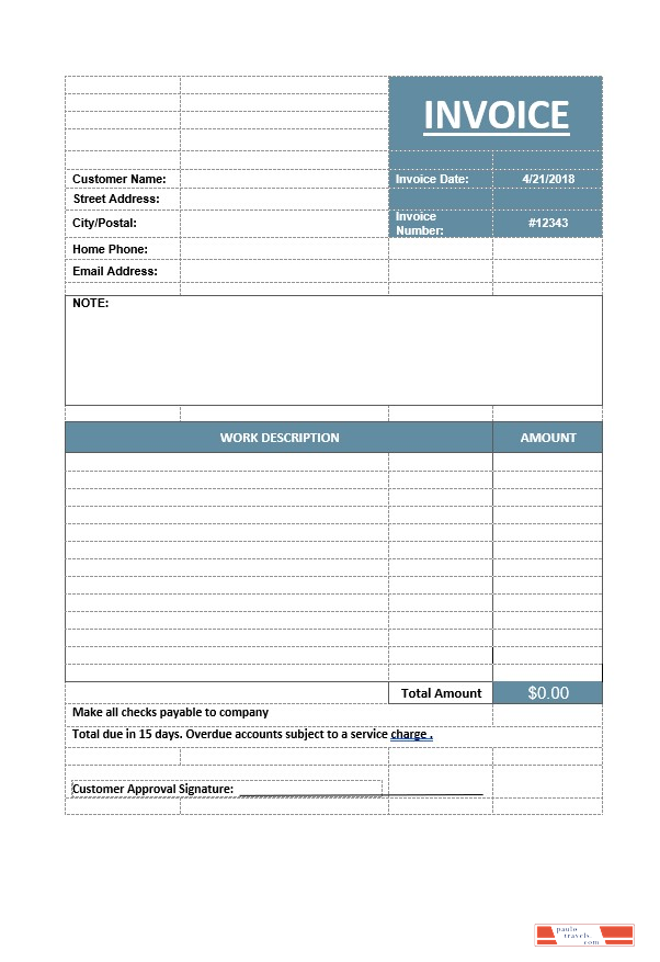 Basic Service Invoice Template PSD template